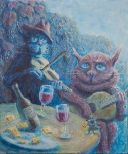 Cats. The third Thursday of November • Коты. Третий четверг ноября. - 2016, 60×50 cm, oil on canvas – холст, масло