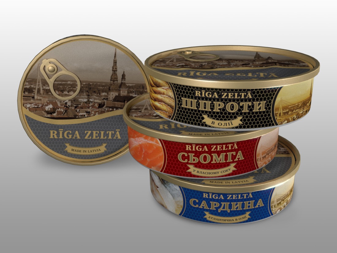 Design for "Riga Zelta" canned fish • Дизайн для рыбных консервов "Riga Zelta" • 2021